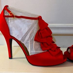 Red Satin Heels